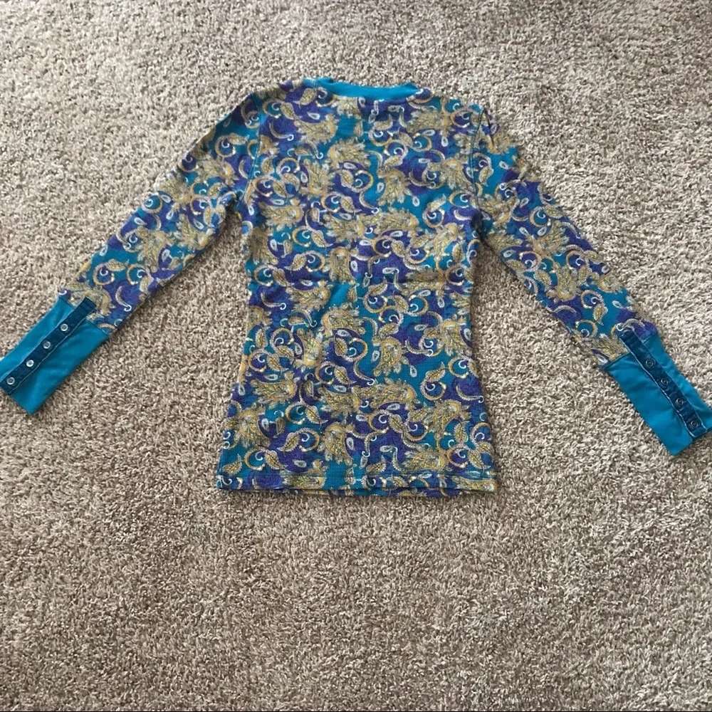 NWOT Blue and Yellow Sundance Paisley Long Sleeve - Picture 3 of 7